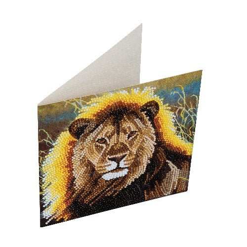 Load image into Gallery viewer, &amp;quot;Resting Lion&amp;quot; Crystal Art Card Kit
