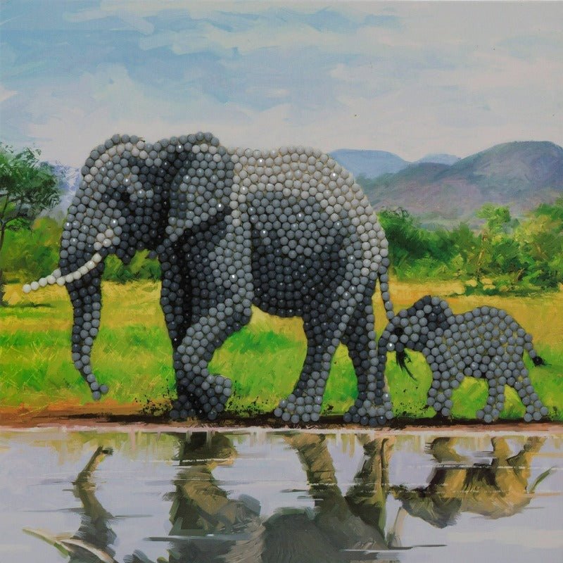 Load image into Gallery viewer, &amp;quot;Elephants&amp;quot; Crystal Art Card Kit
