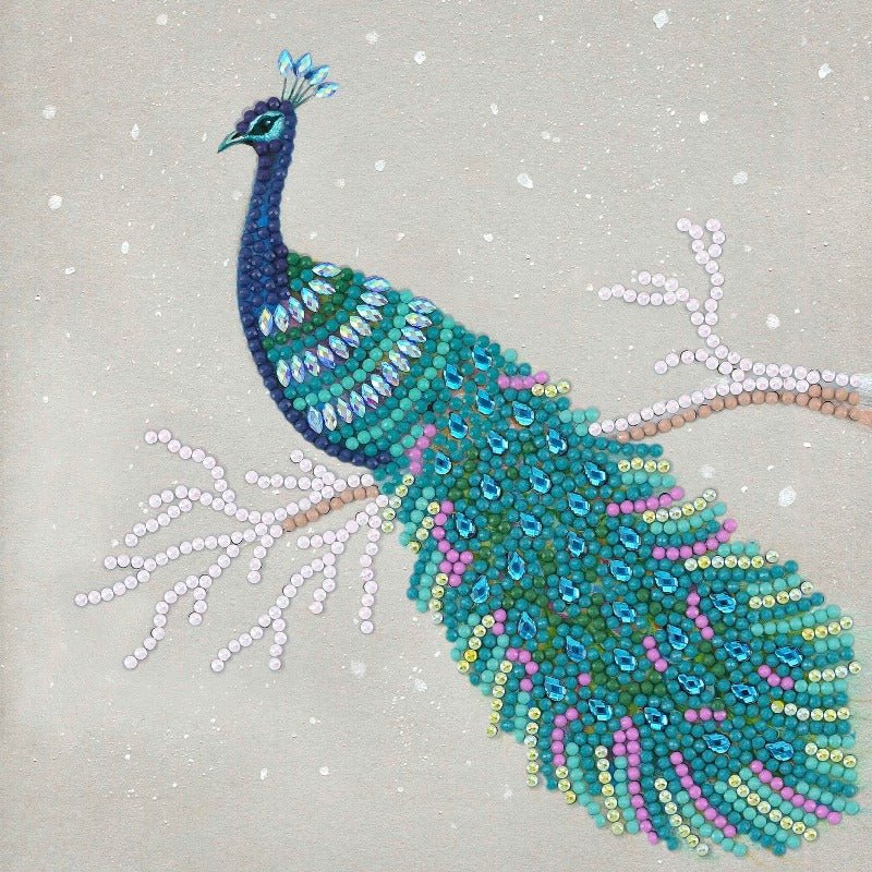 "Pretty Peacock" Crystal Art Card 18x18cm