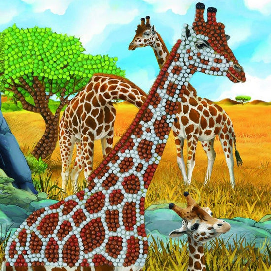 "Gentle Giraffes" Crystal Art Card 18x18cm