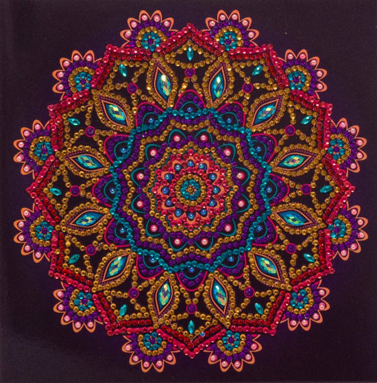 Load image into Gallery viewer, &amp;quot;Purple Mandala&amp;quot; 18x18cm Crystal Art Card
