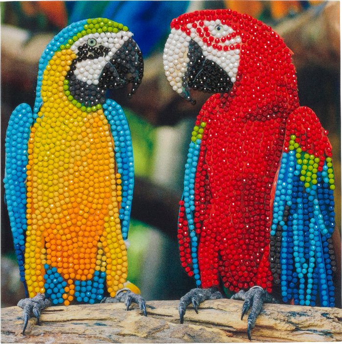 Load image into Gallery viewer, &amp;quot;Parrot Friends&amp;quot; 18x18cm Crystal Art Card
