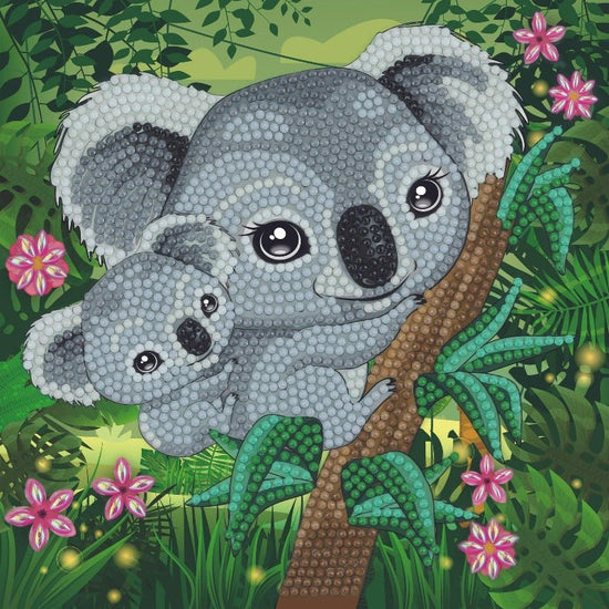 "Koala Hugs" 18x18cm Crystal Art Card