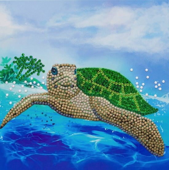 Load image into Gallery viewer, &amp;quot;Turtle Paradise&amp;quot; Crystal Art Card 18x18cm
