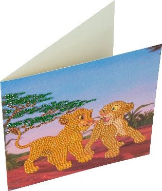 "Simba and Nala" Crystal Art Card 18x18cm