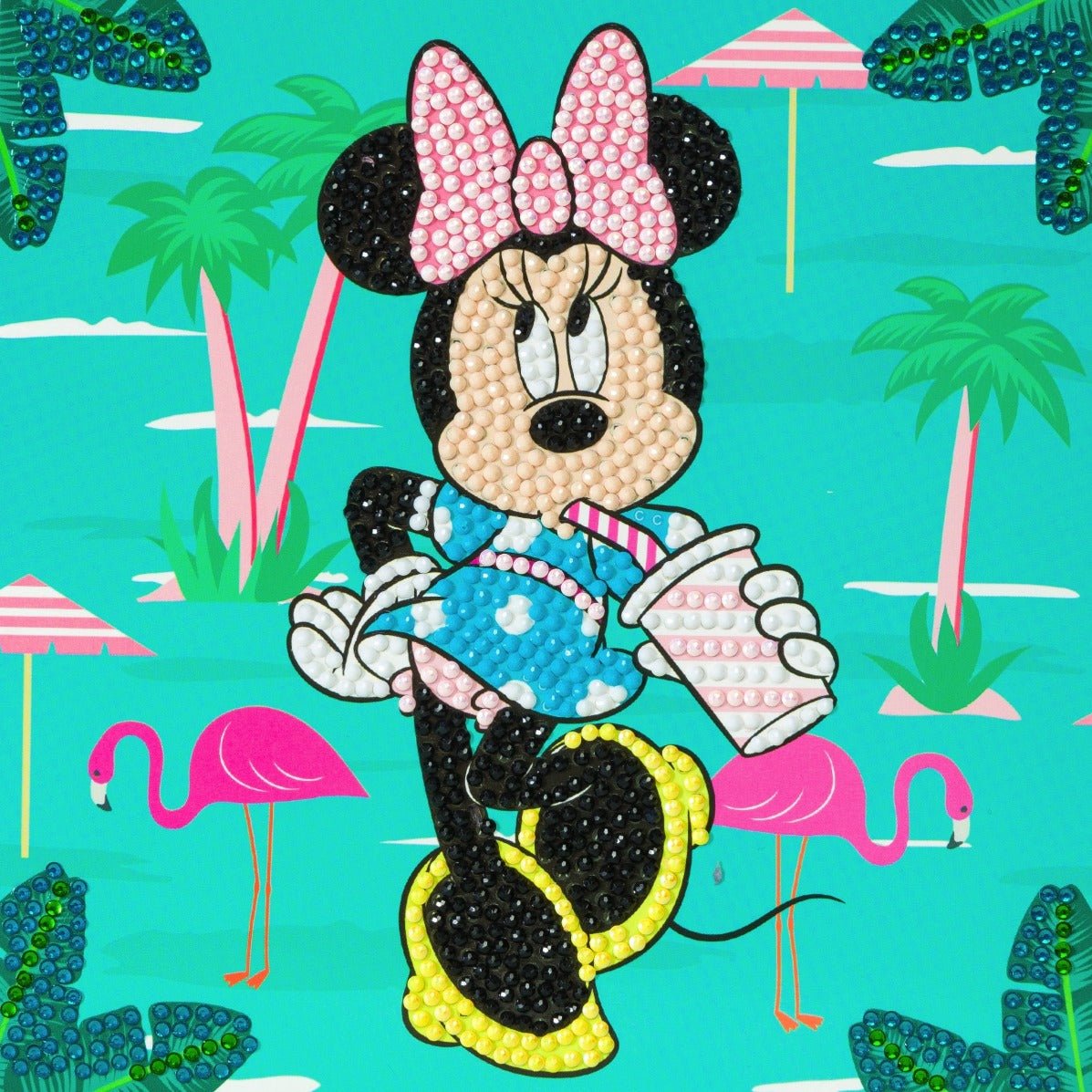 Load image into Gallery viewer, &amp;quot;Minnie on Holiday&amp;quot; Crystal Art Card 18x18cm
