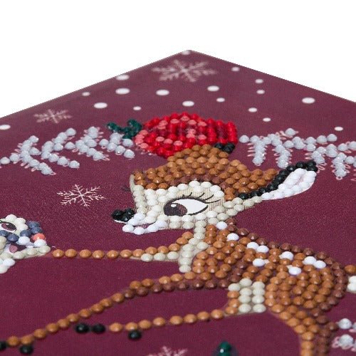 Load image into Gallery viewer, &amp;quot;Festive Bambi&amp;quot; Crystal Art Card 18x18cm
