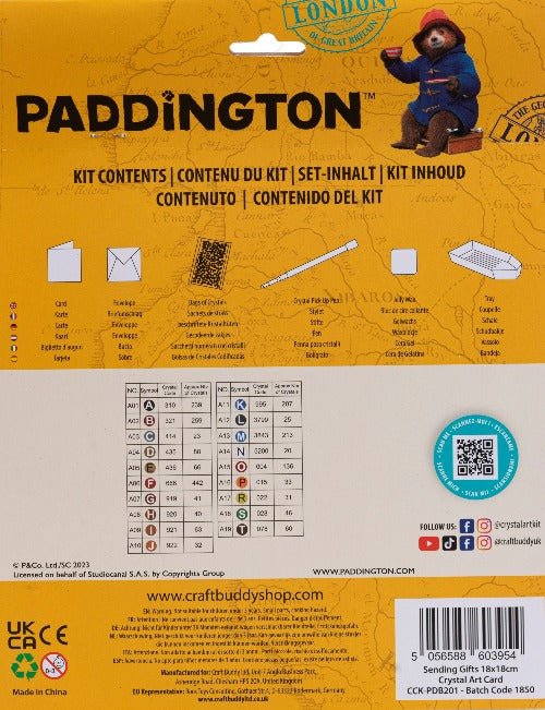 Paddington with Gifts 18x18cm Crystal Art Card