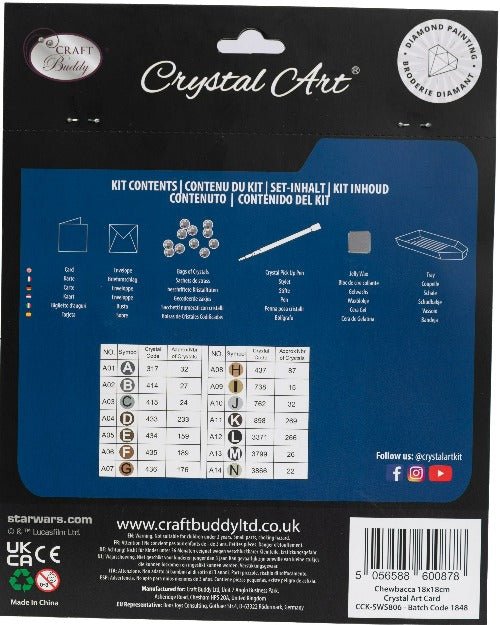 Chewbacca 18x18cm Crystal Art Card - Back Packaging