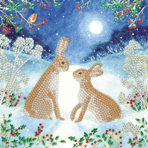 Midnight Hares Crystal Art Card - Front View