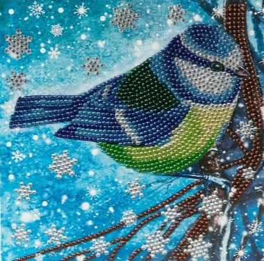 Festive Bird Crystal Art Card - Front View
