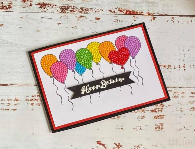 Birthday Balloons A6 Crystal Art Stamp Set