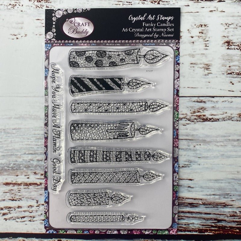 Load image into Gallery viewer, Funky Candles A6 Crystal Art Stamp Set

