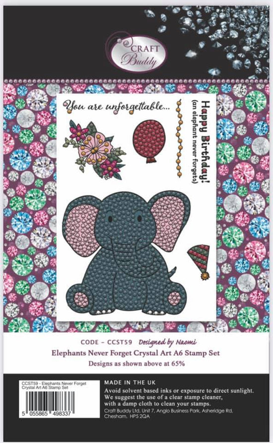 Load image into Gallery viewer, Craft Buddy Elephants Never Forget A6 Premium Stamp Set
