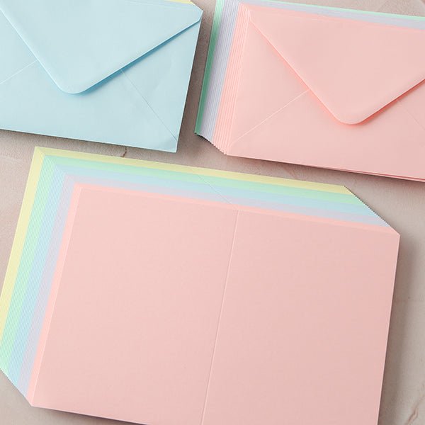 Craft Buddy 40 Pastel 5x7inch 225gsm Card Blanks with Envelopes