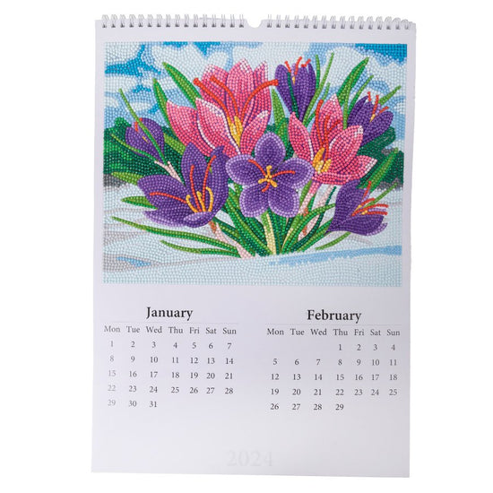 Load image into Gallery viewer, Crystal Art Calendar 2024 Front Jan and Feb 
