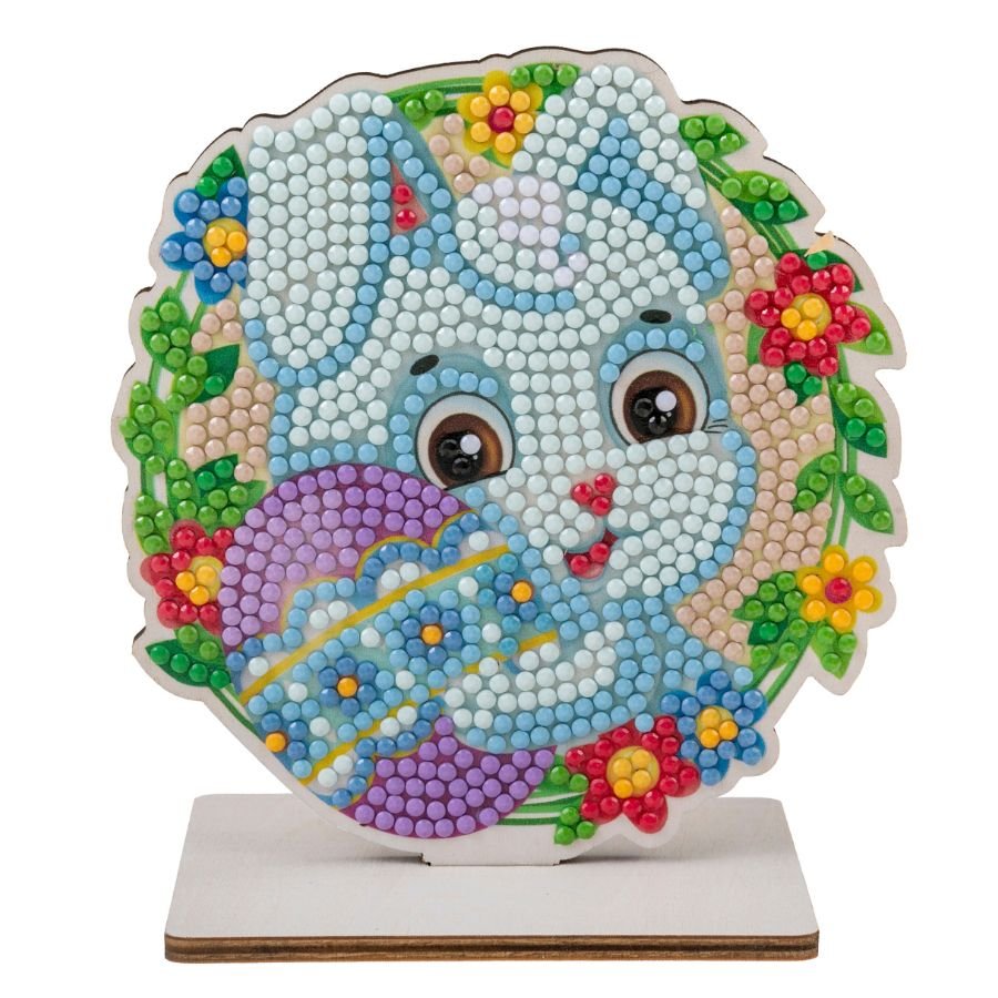 Crystal Art Home Ornaments - Easter Set Of 6 Bunny in wreath front 
