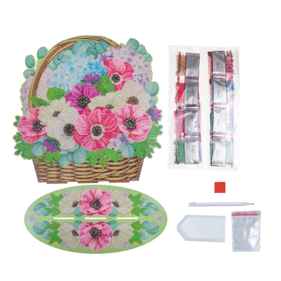 Crystal Art Spring Flower Basket Kit Content
