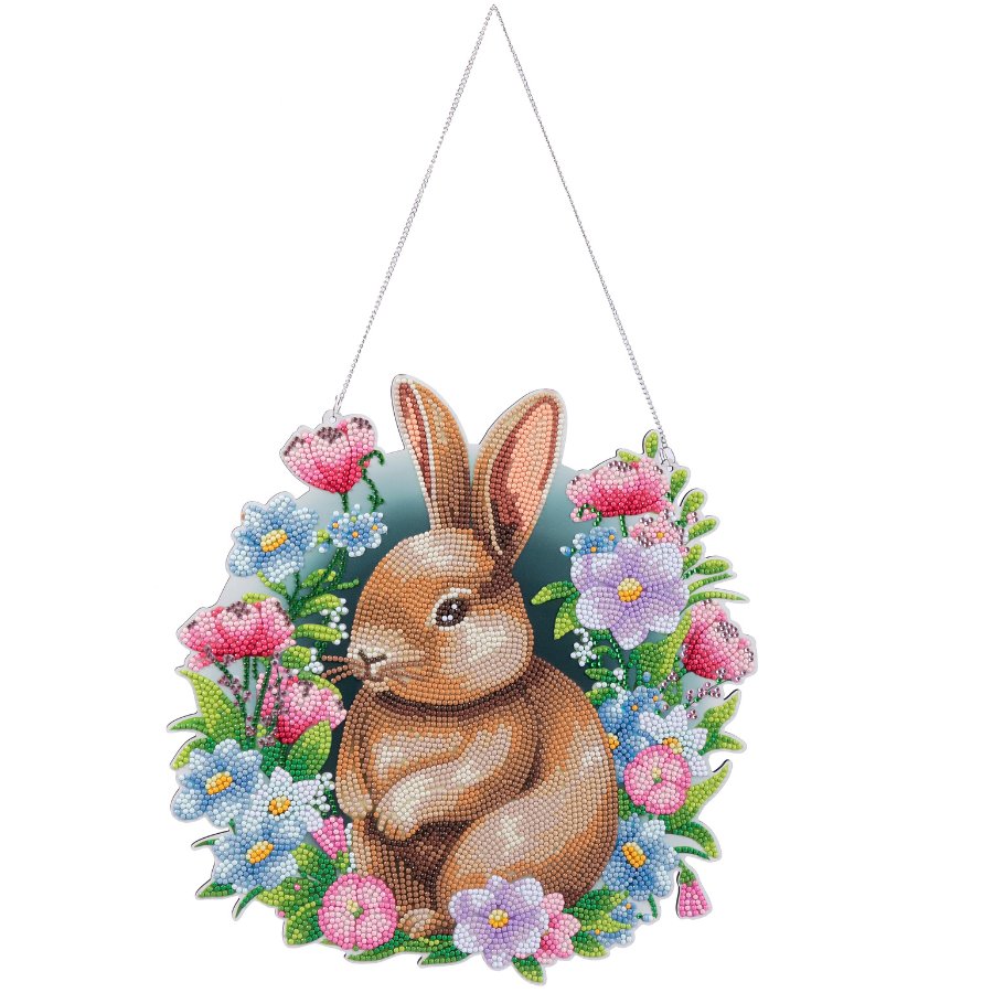 Crystal Art Wooden Hanging Decoration - Bunny front