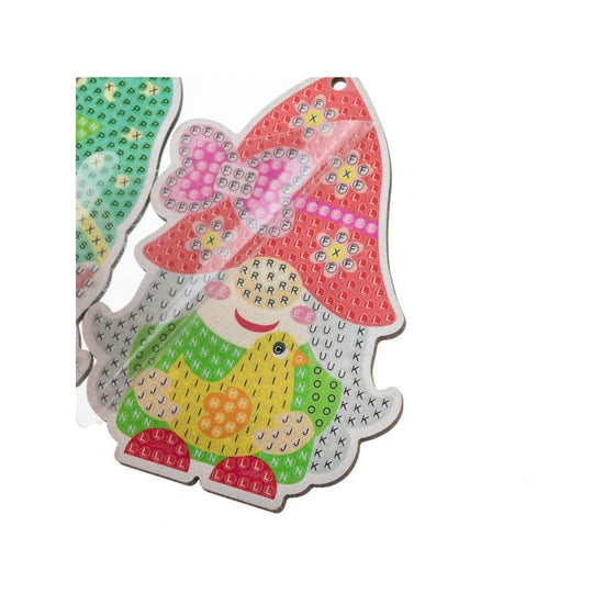 Crystal Art Wooden Hanging Decoration - Easter Gnomes before