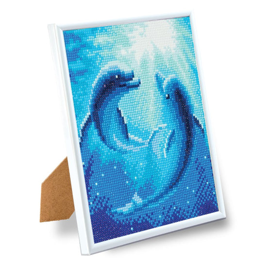 Load image into Gallery viewer, Dolphin Dance Crystal Art Picture Frame Kit 21 x 25cm Framed
