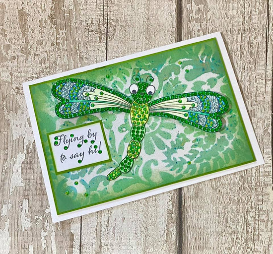 Load image into Gallery viewer, Craft Buddy Glistening Dragonfly Crystal Art A6 Stamp Set
