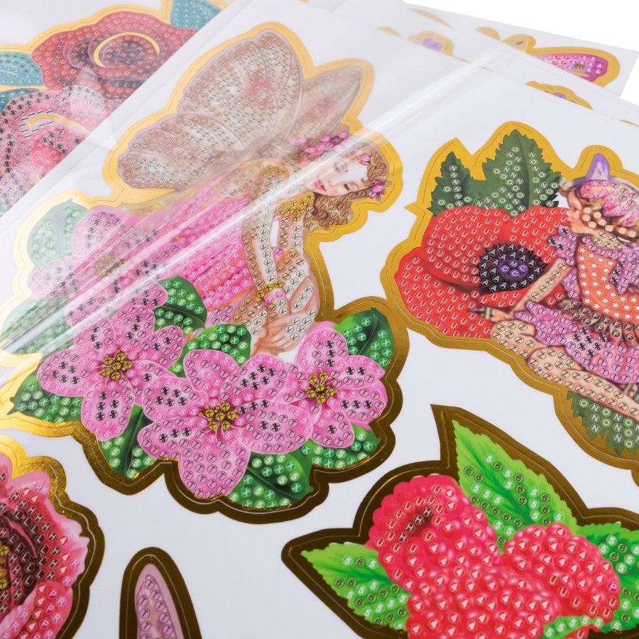"Flower Vases & Fairies" Crystal Art Foiled Edged Stickers Close Up