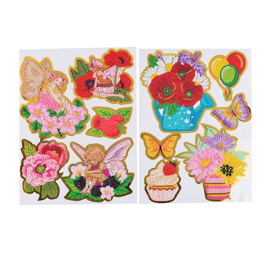 "Flower Vases & Fairies" Crystal Art Foiled Edged Stickers Front 3