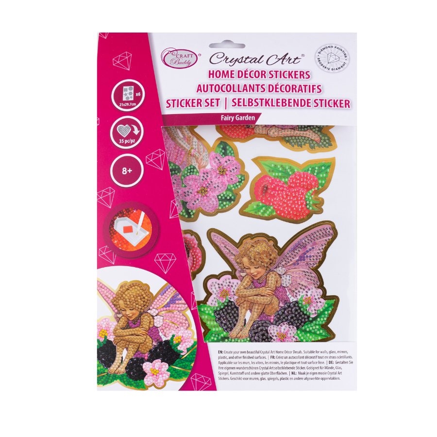 "Flower Vases & Fairies" Crystal Art Foiled Edged Stickers Front Packaging