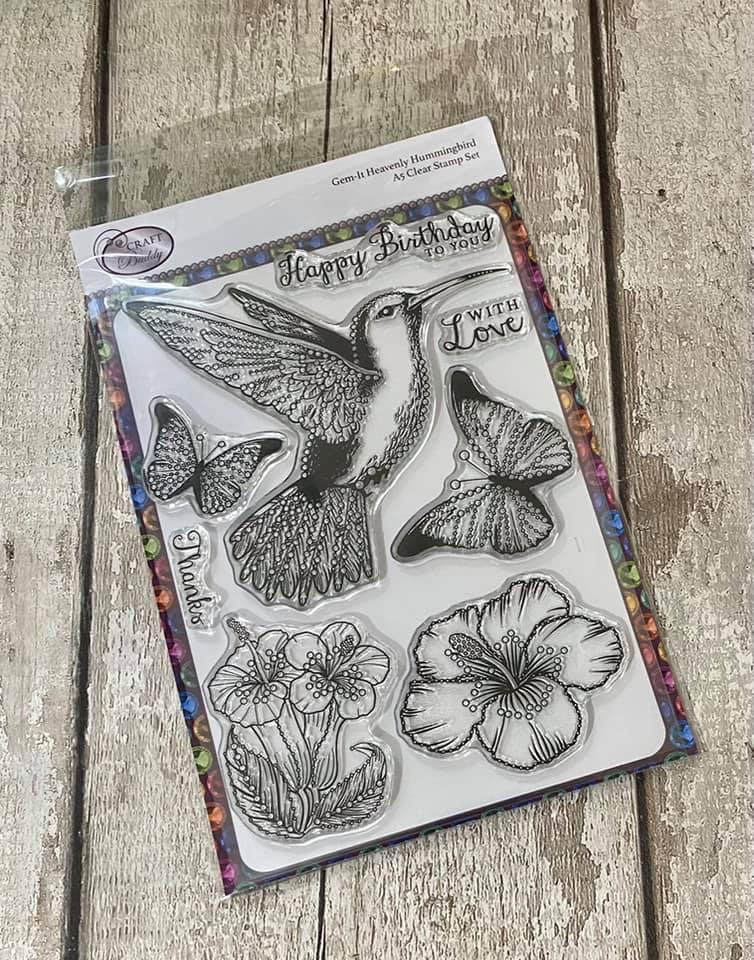Craft Buddy Gem It! Heavenly Hummingbird A5 Clear Stamp Set