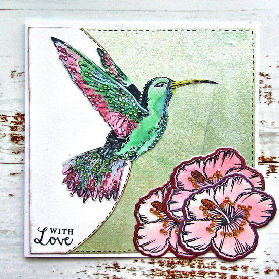 Load image into Gallery viewer, Craft Buddy Gem It! Heavenly Hummingbird A5 Clear Stamp Set
