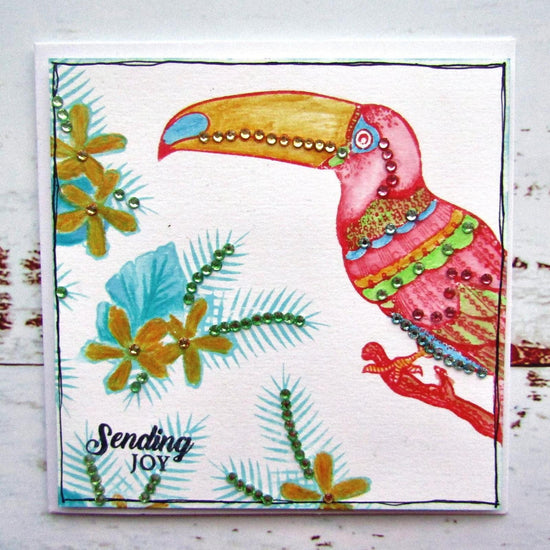Load image into Gallery viewer, GS15 : Craft Buddy Gem It! Tropical Toucan A5 Clear Stamp Set
