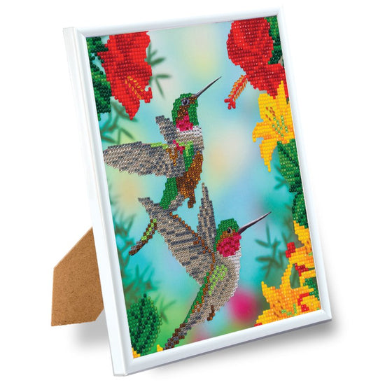 Load image into Gallery viewer, &amp;quot;Hungry Hummingbirds&amp;quot; Crystal Art Framed Kit 21x25cm
