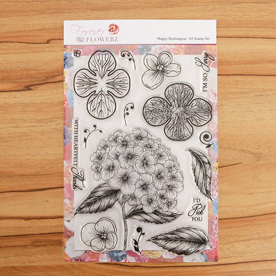 Load image into Gallery viewer, &amp;quot;Happy Hydrangeas&amp;quot; Forever Flowerz A5 Stamp Set

