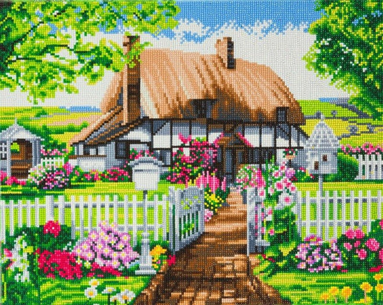 Load image into Gallery viewer, &amp;quot;Rose Cottage&amp;quot; Framed Crystal Art Kit 40x50 cm
