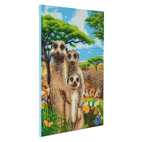 "Meerkat Family" Framed Crystal Art Kit 40x50cm