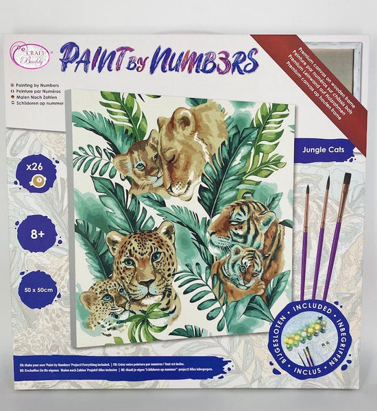 "Jungle Cats" Paint By Numb3rs Kit 50x50cm