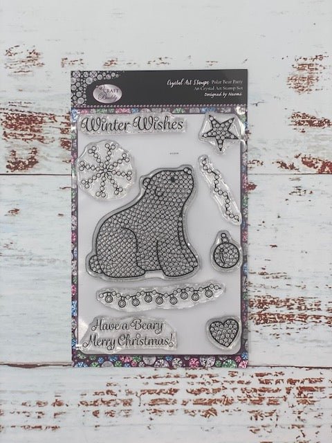 Load image into Gallery viewer, &amp;quot;Polar Bear Party&amp;quot; Crystal Art A6 Stamp Set
