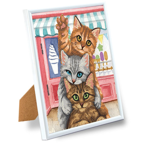 Load image into Gallery viewer, Kitten Ice Cream Picture Frame Crystal Art 21x25cm Framed 
