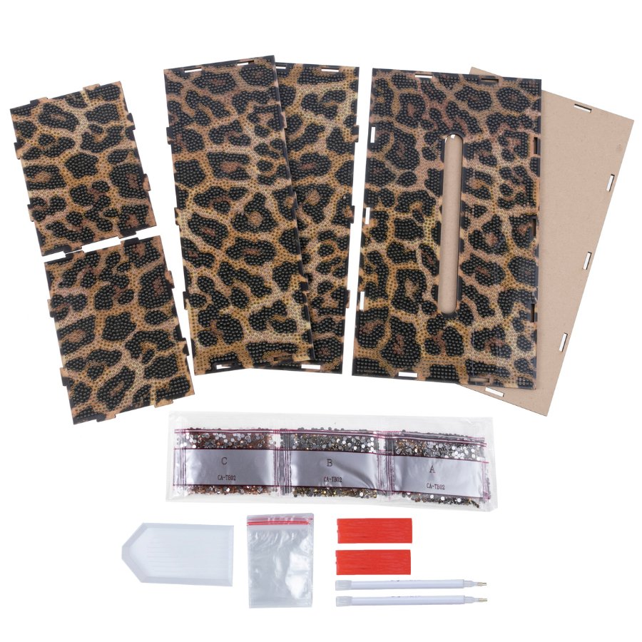Leopard crystal art tissue box content 