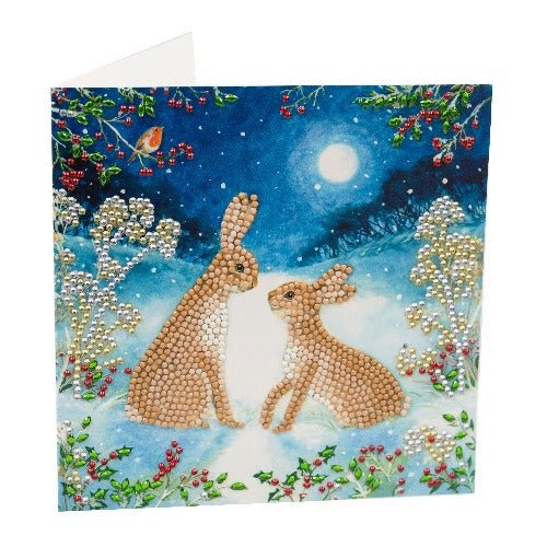 Midnight Hares Crystal Art Card - Front View