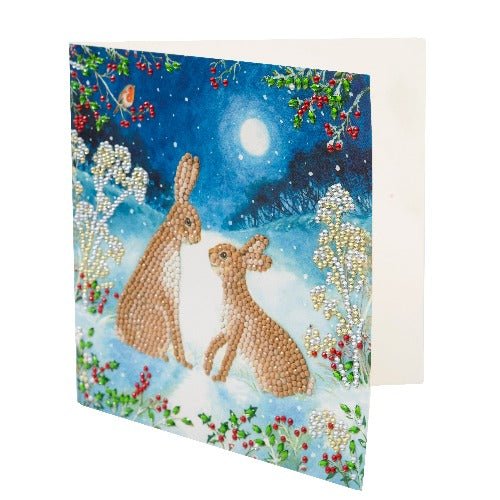 Load image into Gallery viewer, Midnight Hares Crystal Art Card - Side View
