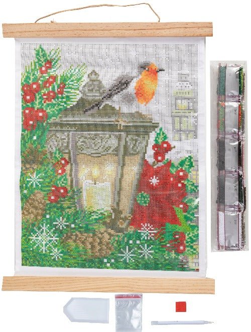 Crystal Art 40x50cm Scroll Kit - Winter Robin - Contents