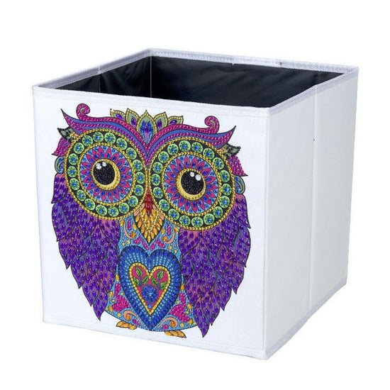 "Owl" Crystal Art Folding Storage Box 30x30cm Side View