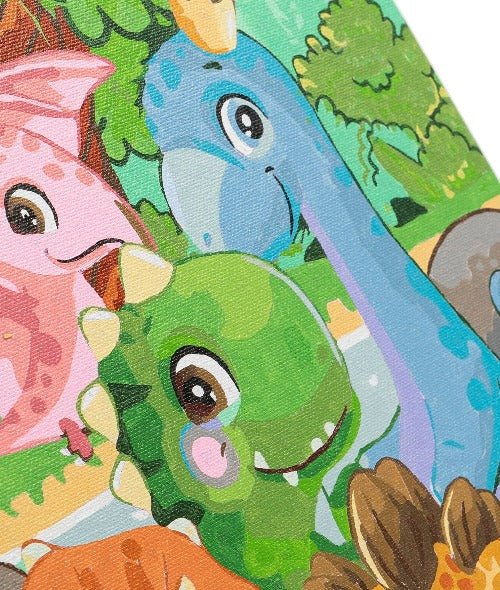 "Dinosaur Family" 30x30cm Paint By Numb3rs Kit - Close Up