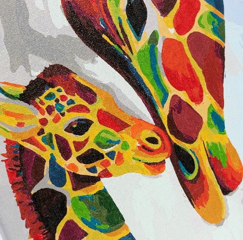 "Colourful Giraffes" Paint by Numb3rs 30x40cm Framed Kit - Close Up