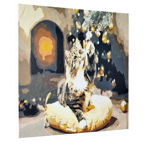 Load image into Gallery viewer, &amp;quot;Festive Cat&amp;quot; Paint by Numbers 40x50cm Framed Kit
