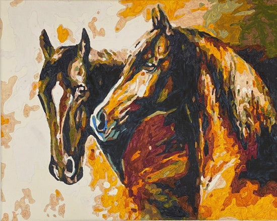 "Playful Horses" Paint by Numbers Framed Kit 40x50cm