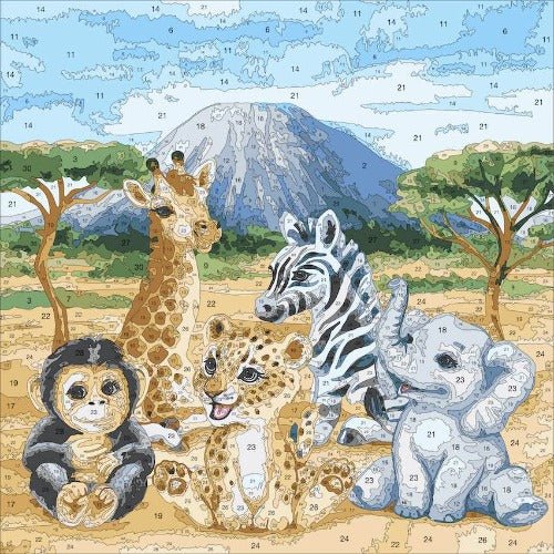 Load image into Gallery viewer, &amp;quot;Safari Animals&amp;quot; Paint by Numbers Framed Kit 30x30cm
