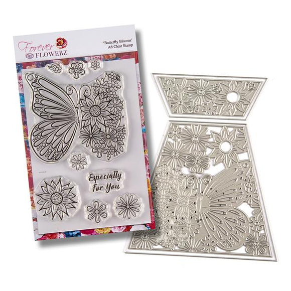 PD05+FBS05: Forever Flowerz Butterfly Blooms Flower Box Panel Die and Stamp Set
